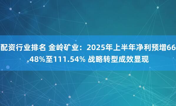 配资行业排名 金岭矿业：2025年上半年净利预增66.48%至111.54% 战略转型成效显现